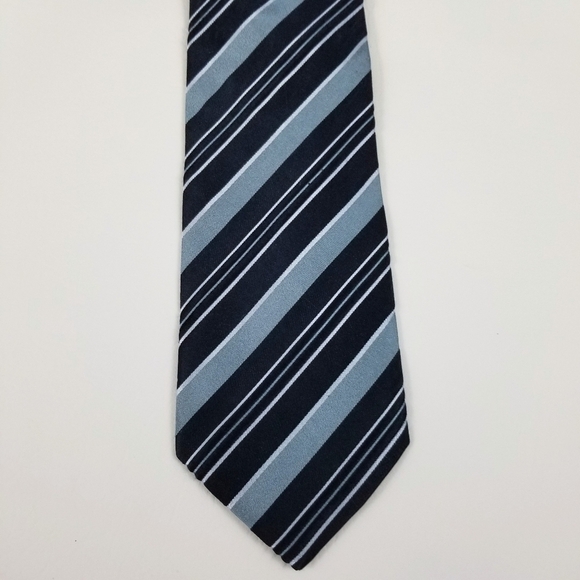 Boss Hugo Boss blue striped silk mens neck tie - Picture 3 of 6